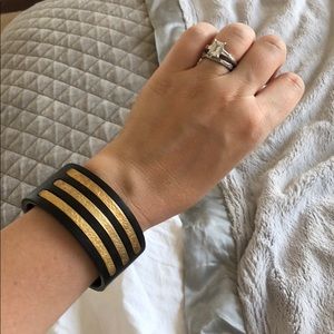 Wooden bangle with gold plates